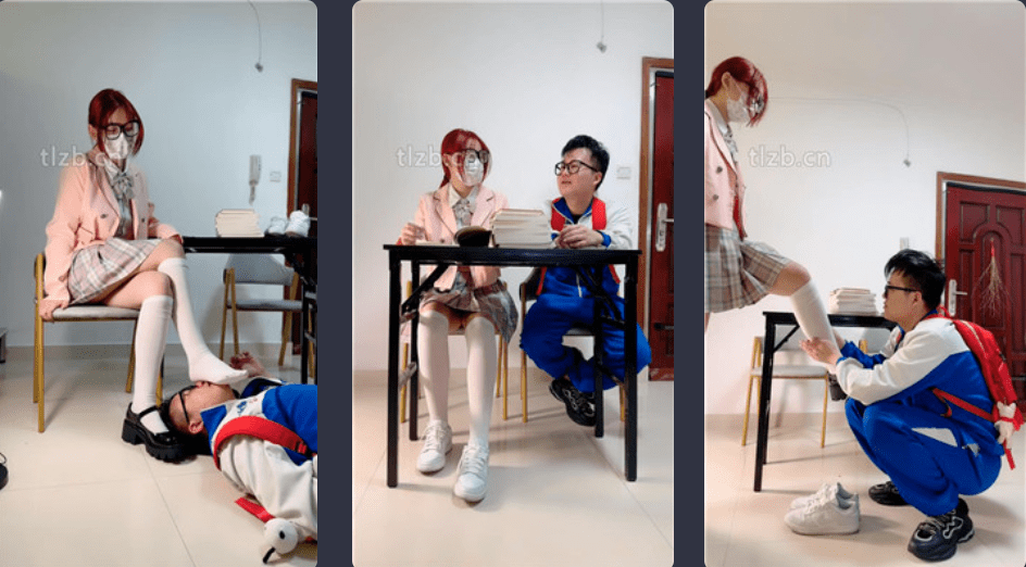 雯雯 | 皮鞋白袜虐学生狗/闻鞋窝舔闻白袜