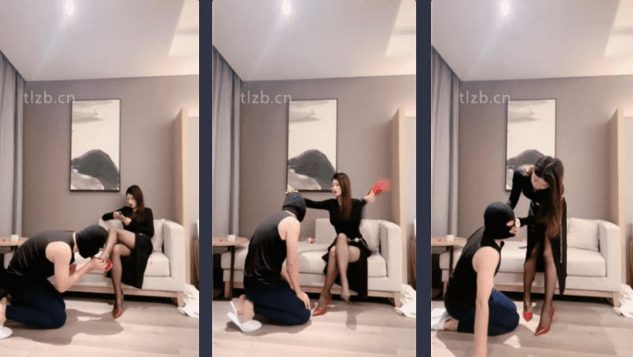 Nan Qiao Da Da | Riding on the neck/slapping/rewarding holy water and saliva/kneeling and licking black silk high heels