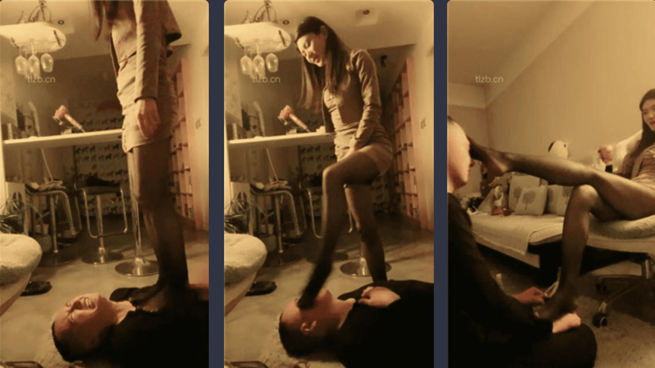 Azusa S | Slapping/Trampling/Kneeling to Lick Black Silk Feet/Sitting on the Face and Suffocating