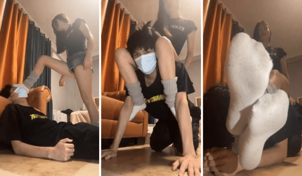 诗诗情侣 | 学生妹用白袜脚控制绿帽龟