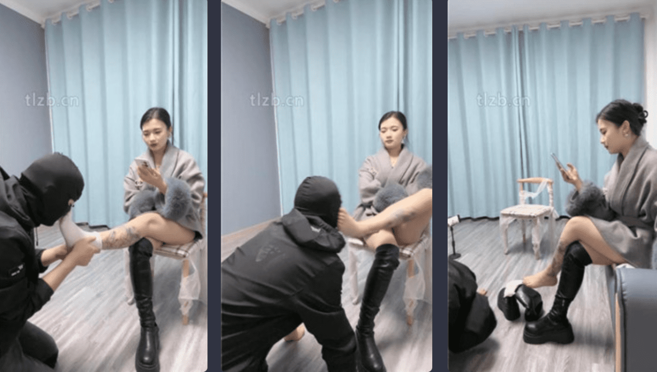 尤尤子 | 长靴白袜/捂一天的臭脚/转胯恋足舔/脚耳光