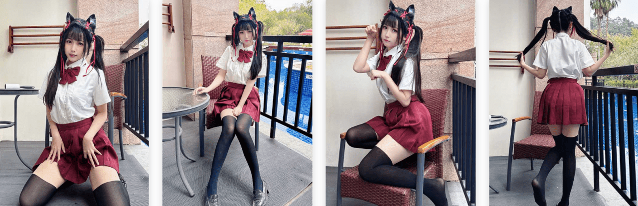 不呆猫 | 温泉双马尾JK-视频截图
