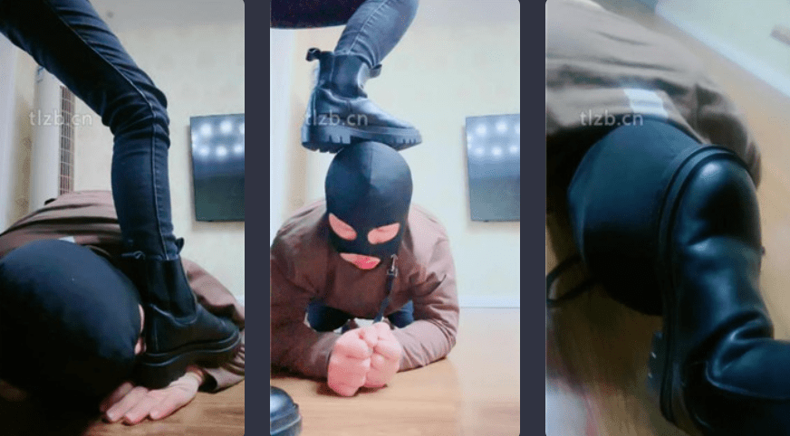 Meng Fan | Long boots and beautiful legs crushing and licking dirty soles