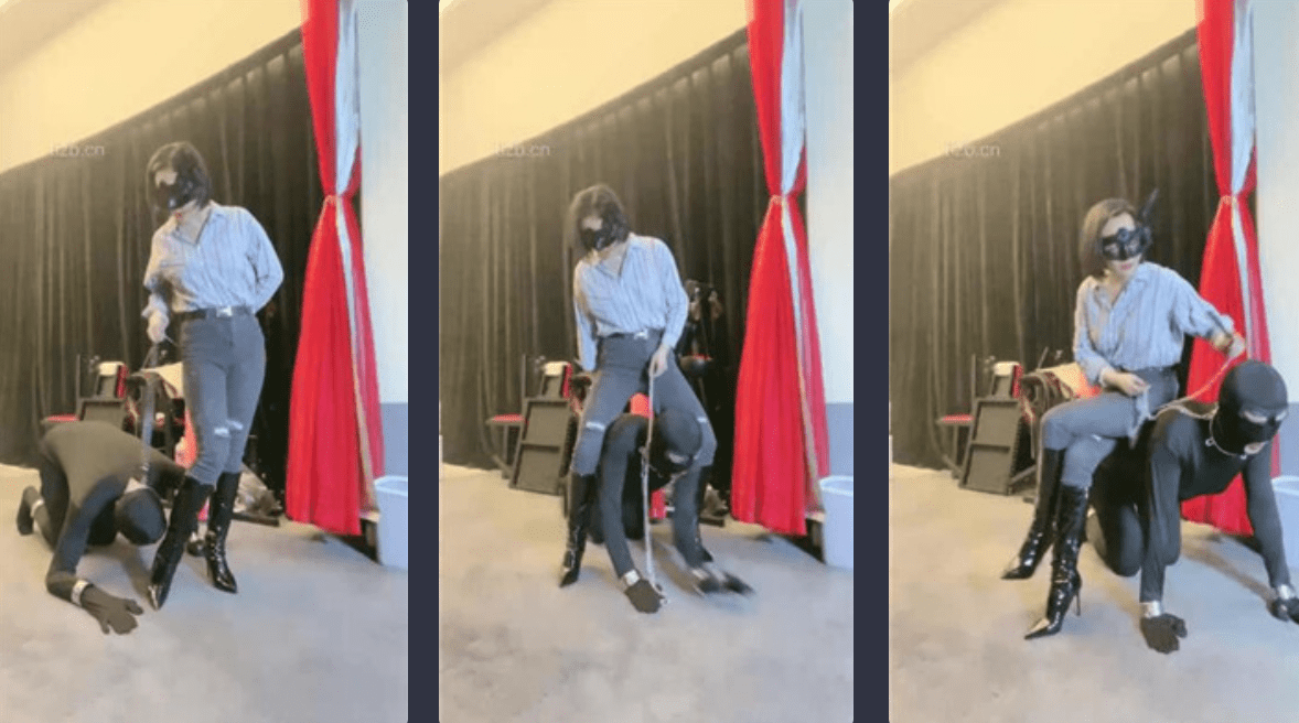 Arrogant | Dog walking on a leash/shackles/heavy whipping