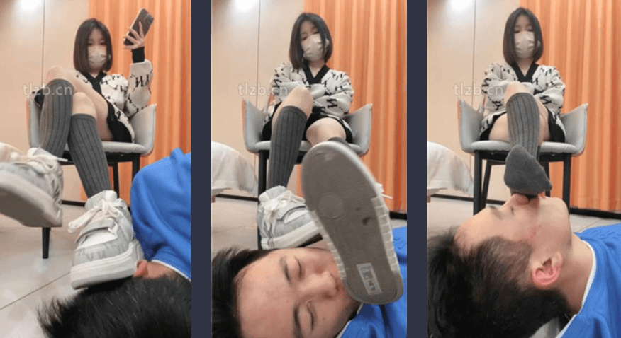 Milk Tea | Dirty shoes and knee-high socks step on dog head/barefoot deep throat/drill crotch/smell cotton socks