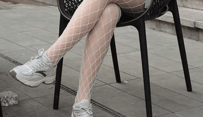 Early Summer Goddess | The fish that slipped through the net in the dotted white fishnet stockings (with video)