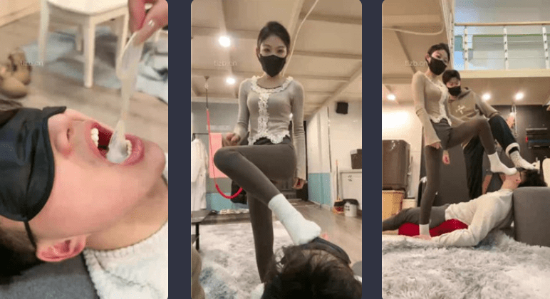 菜小心 | 情侣主狗笼圈养虐绿帽/强制吃byt