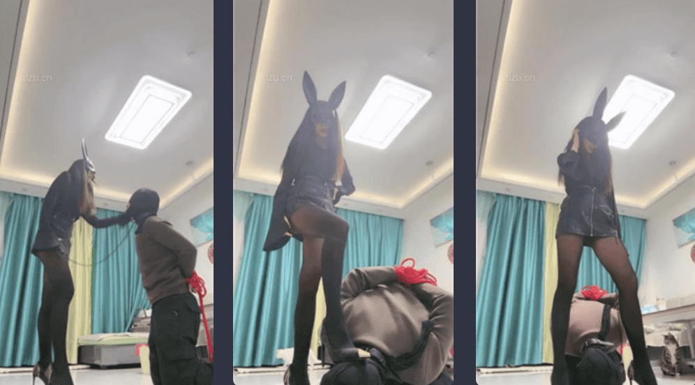 ユインガーバニーガールS/縛られ、押し潰され、犬の頭を踏まれる/データケーブル鞭打ち/美脚を挟まれる/足で餌付け