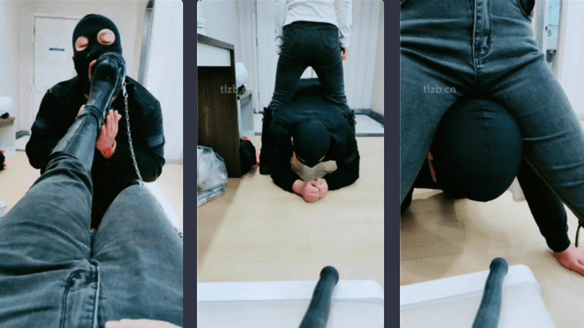 Alcohol puffs | Under the table view, long boots stepping on the carpet/licking yogurt, dirty boots/riding a horse