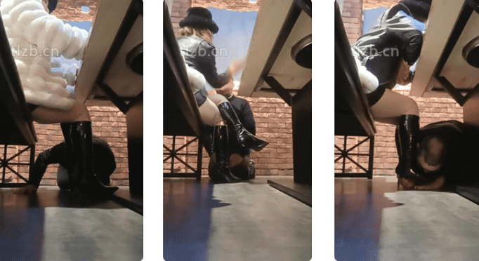 Le Ye | Boots under the table trample the carpet dog/feed