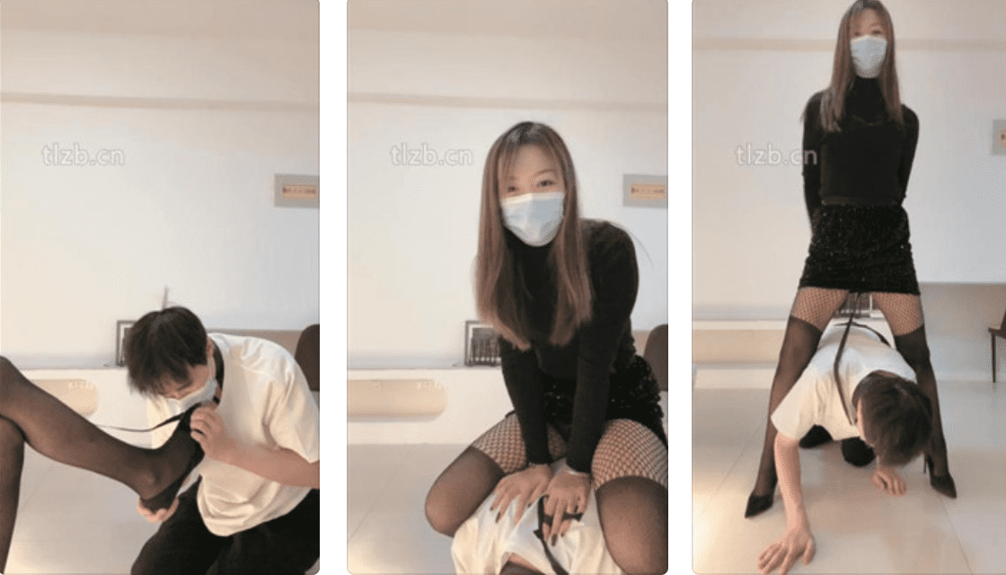 Xiaoya | Riding and crawling/tasting black silk feet