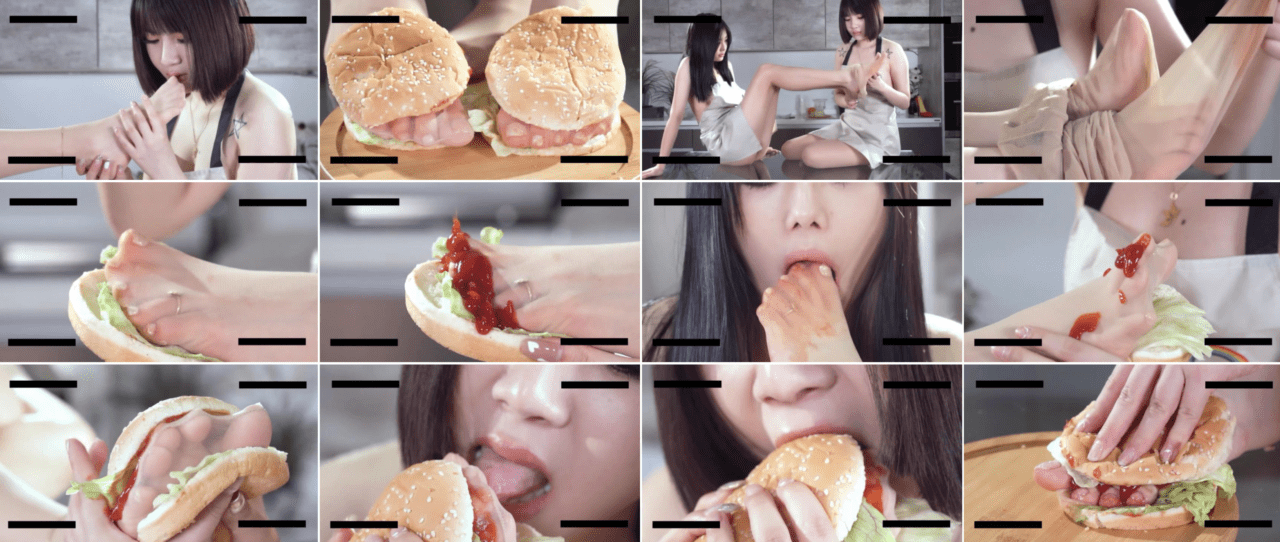 Ligui | 妹妹吃姐姐的肉丝脚夹酱汁汉堡包-视频截图