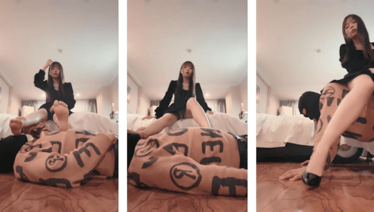 Jingjingxiang | Kneeling and licking original long boots meat silk/trampling/human flesh cushion (Part 2)