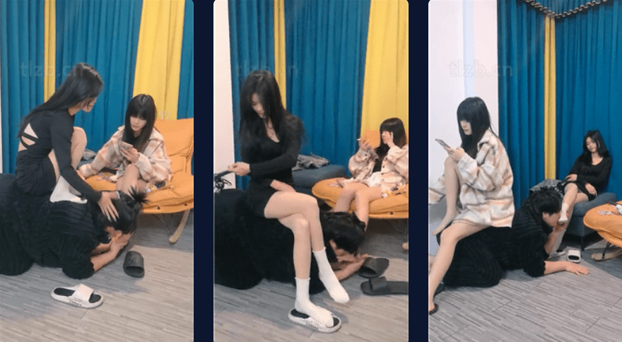 Yang Yang | Double S kneeling licking white socks and dirty shoes/human seat/sp slap/drilling crotch and riding