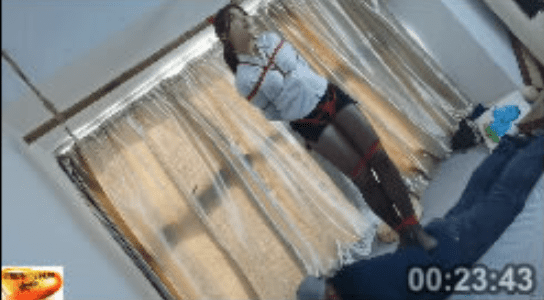 Rope dance flying | Multiple beauties tied up with silk stockings and foot-stepping back massage