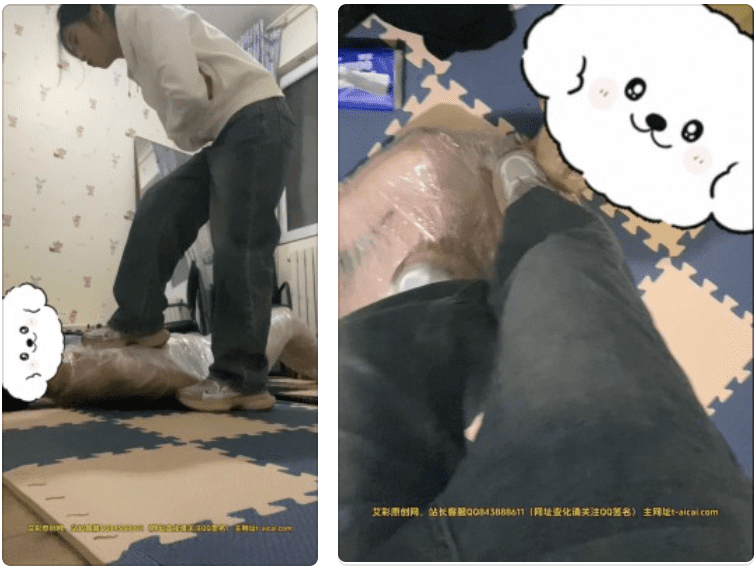 海绵大大 | 随意踩踏被保鲜膜全身包裹的m