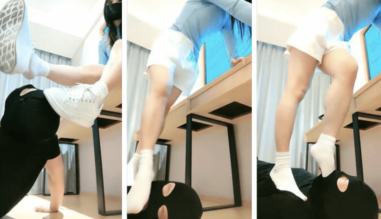 妮蔻 | 小白鞋踩踏舔鞋底/白袜脚深喉插嘴闻吸/腿绞