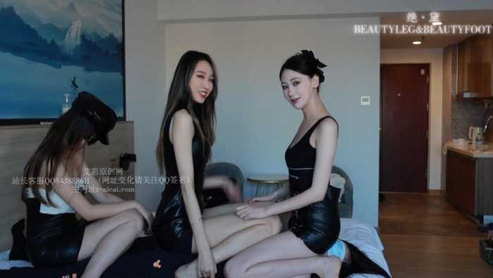 绝黛 | 三模特皮裙玩女奴绝命窒息
