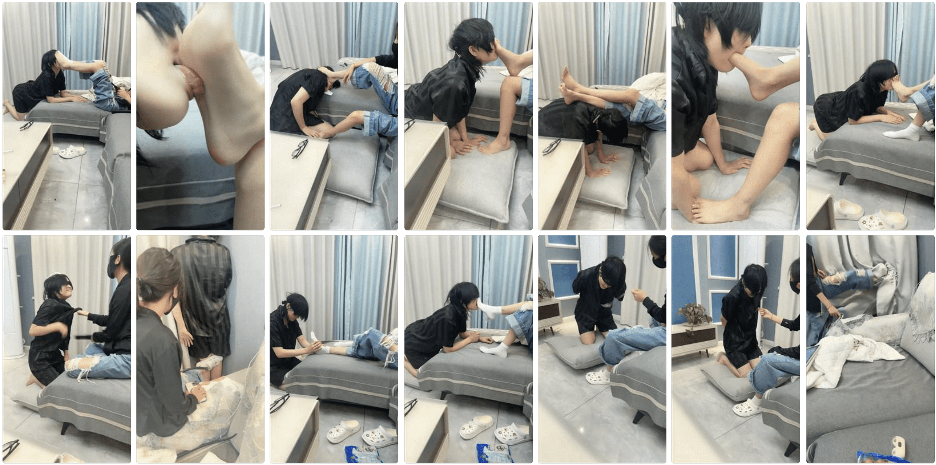 尤黎 | 反绑强制电击/闻舔原味白袜裸足-视频截图