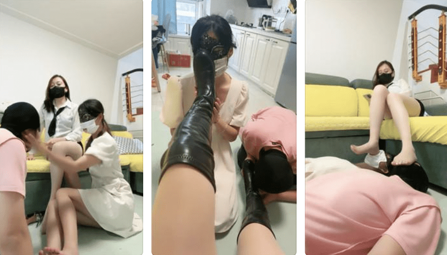 Xiao Ni | Training slaves/stomping on faces with full body weight/licking feet on cushions