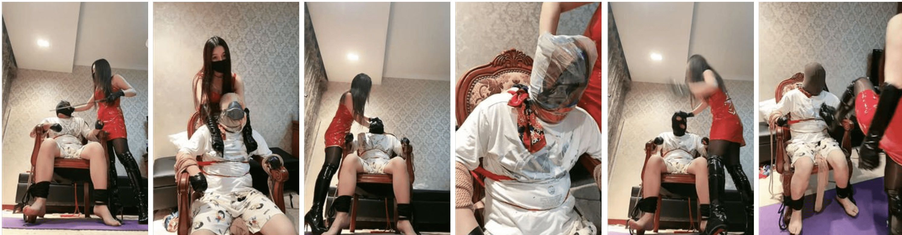 苏州十三姨 | 捆绑椅子重度虐打/丝巾全包窒息-视频截图