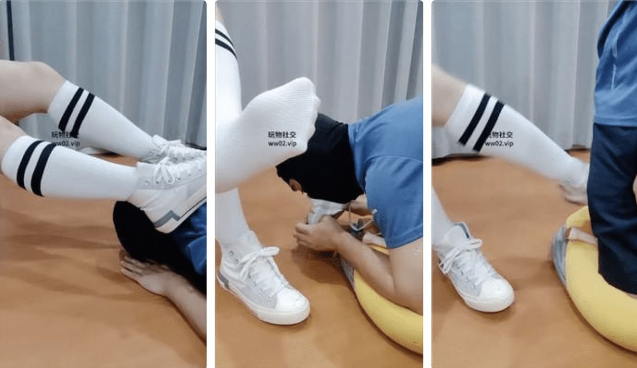 Diao Diao | High-top shoes and knee-high white socks to play with domestic slaves