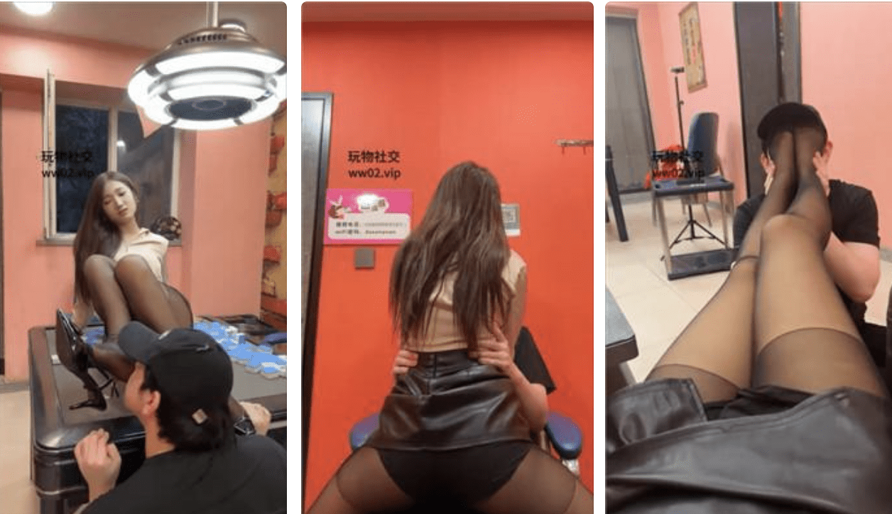 04 Couple Master | Sexy black stockings, high heels and beautiful legs torturing cuckold slave