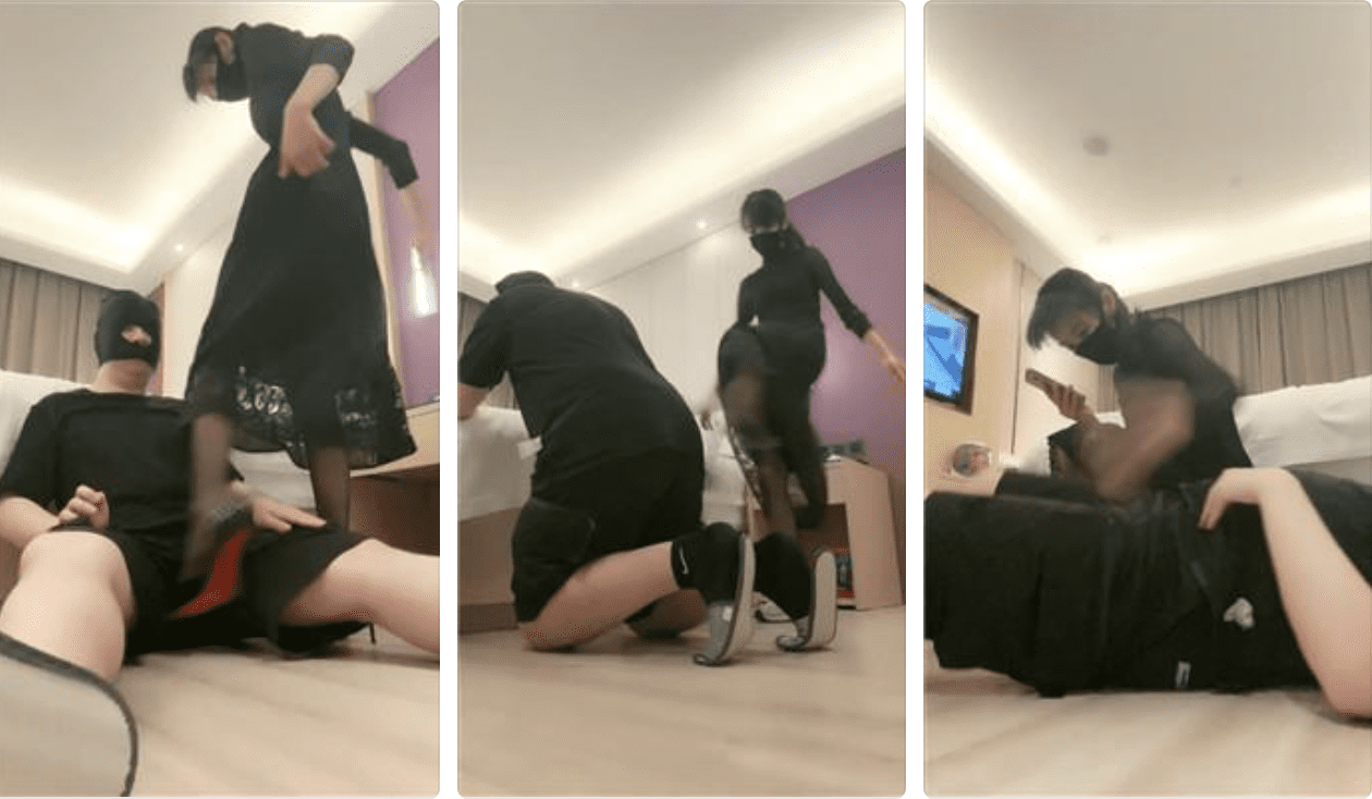 美娜格格 | 高跟黑丝重度连环踢裆