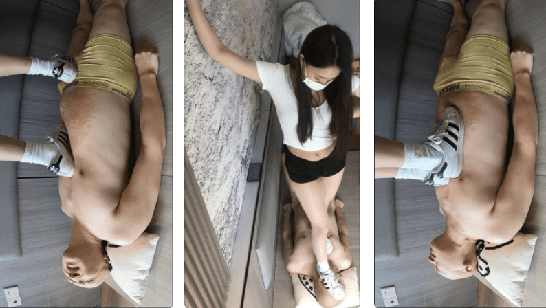 泡芙妹妹 | 三双运动鞋踩踏毯子