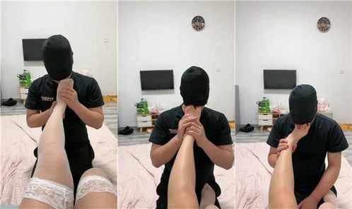 Mr. Zixi | White silk jade feet foot fetish licking