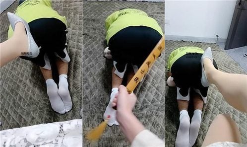 シャンシャンハイヒール、肌色のストッキング、美しい脚、踏みつけられる