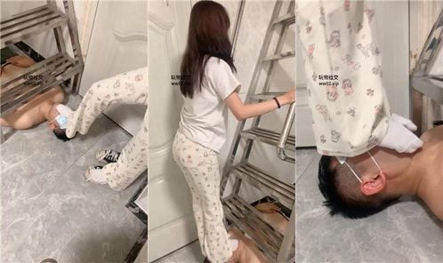 米奇妙妙屋 | 白袜气味羞辱 近距离裸足舔