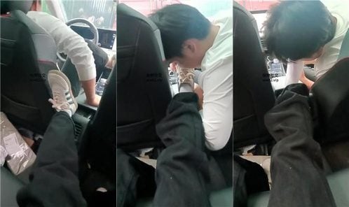 芝芝女王 | 车内让狗舔脏鞋臭脚