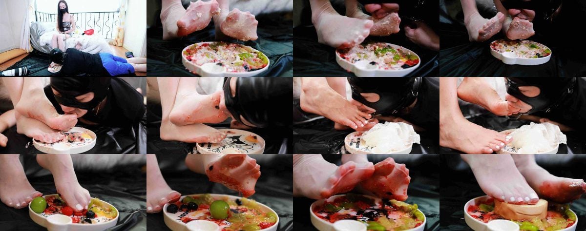 苒溪S | 沉浸式水果奶油蛋糕制作 舔食玉足-视频截图