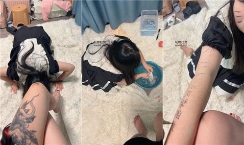 小凤梨 | 纹身小主玩虐闺蜜犬