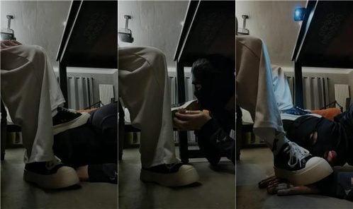 ウェンウェンウェンウェン |テーブルの下から素人Sの汚れた靴を掃除する