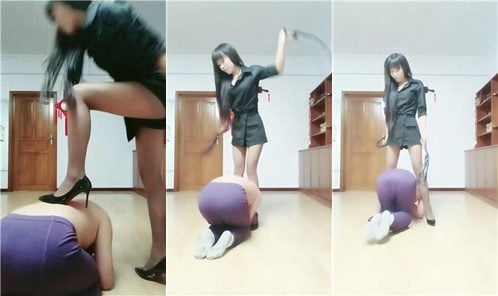 Xiao Beng Da | Riding high heels black stockings trampling whip