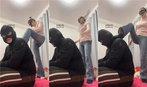 シャンシャン黒い綿の靴下で踏みつけ、鞭打ち