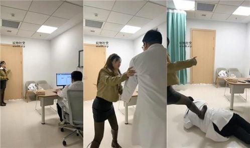 林夕 | 长靴黑丝虐打猥琐医生