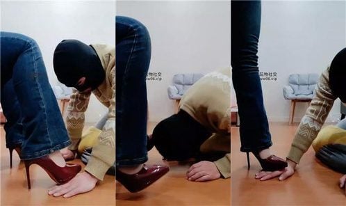 Drag Drag | High heels crush dog paws licking bare feet slapping