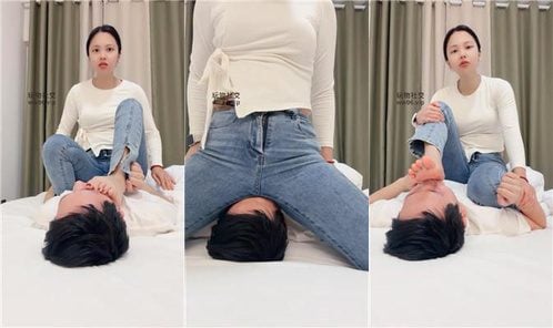 ガーデニアクイーン |ジーンズ姿で顔面騎乗し、窒息しながら翡翠の足を舐める
