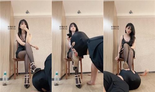 シユエ |リベットハイヒール、黒シルク、汚れた足裏を踏みつけて掃除し、唾液を飲ませて乳首をつねる