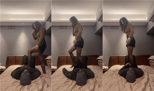 Monkey Song | Black stockings, beautiful legs, dancing, stepping on leather skirt, sitting on face, suffocating