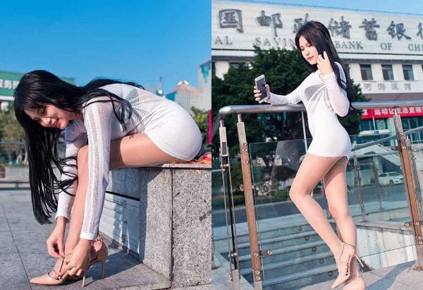 魔镜街拍 | 418 精选街拍 御风街拍 萌宝儿健身白色包臀裙肉丝 带视频 带视频