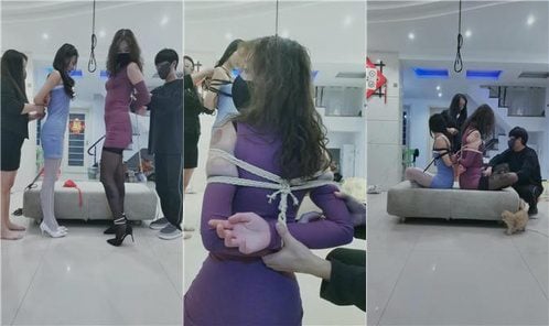 媚娘工作室 | 情侣主 捆绑姐妹花 裹头窒息 鞭打电击