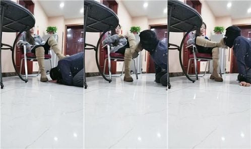 文文文文 | 清理脏长靴 吃烟灰 腿绞踩踏 袜捂脸 双视角