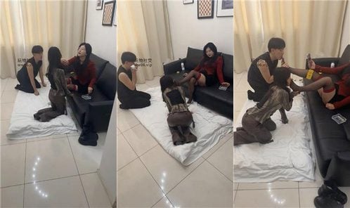 安小喵 | 情侣奴下跪舔脚 奴下奴踩踏 骑马 双视角版