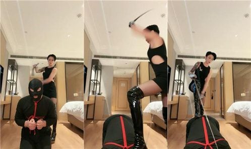 爵恋霸主 | 捆绑重度鞭打 长靴踢踹 腿绞窒息