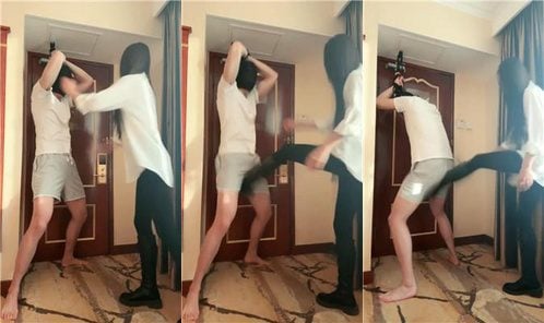 蘭渓 |吊り下げブーツと白い靴下、股間を蹴り続ける動作と乗馬