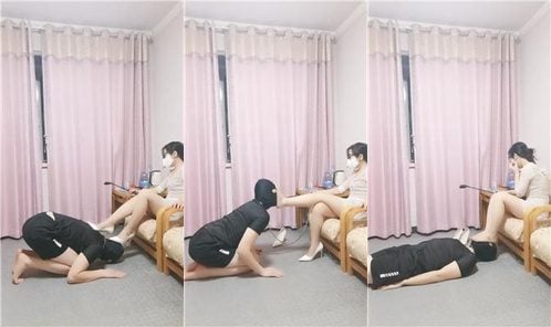 珍惜女王 | 转胯遛狗 口塞 喂口水 脚喂食